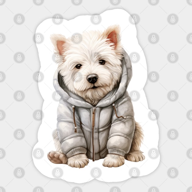 Winter West Highland White Terrier Dog Sticker by Chromatic Fusion Studio